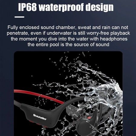 IPX8 Waterproof Swimming Headphones Bone Conduction Bluetooth 5.3 Wireless Headphones