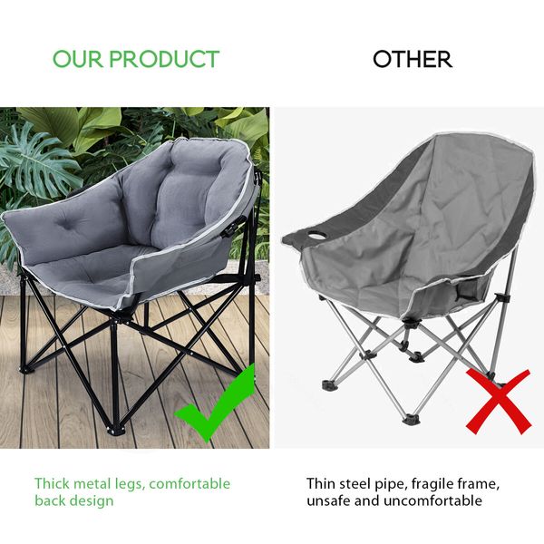 Camping Chair Folding Hiking Fishing Beach Picnic Seating Outdoor Portable Gray