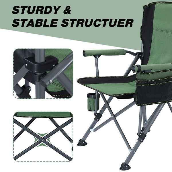 Camping Chair Folding Beach Outdoor Picnic Hiking Fishing Seating Portable Lightweight Green