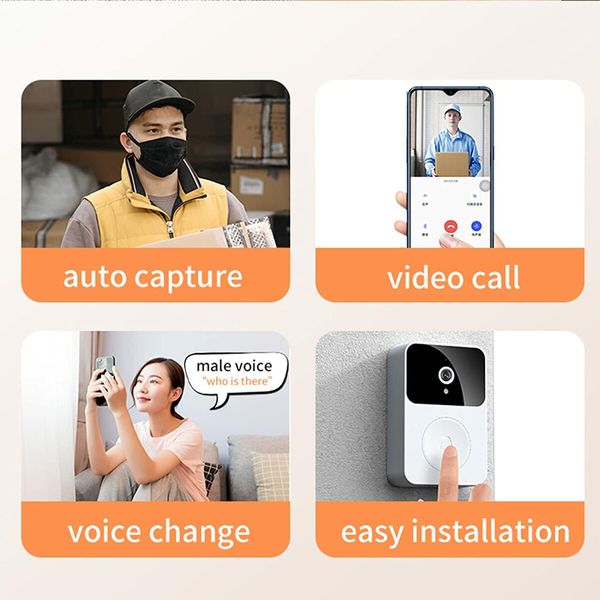 Ring Doorbell Wireless Night Vision Hd Video Wide Angle Lens Home Security Smart Video Doorbell with Chime WiFi (1Pack)