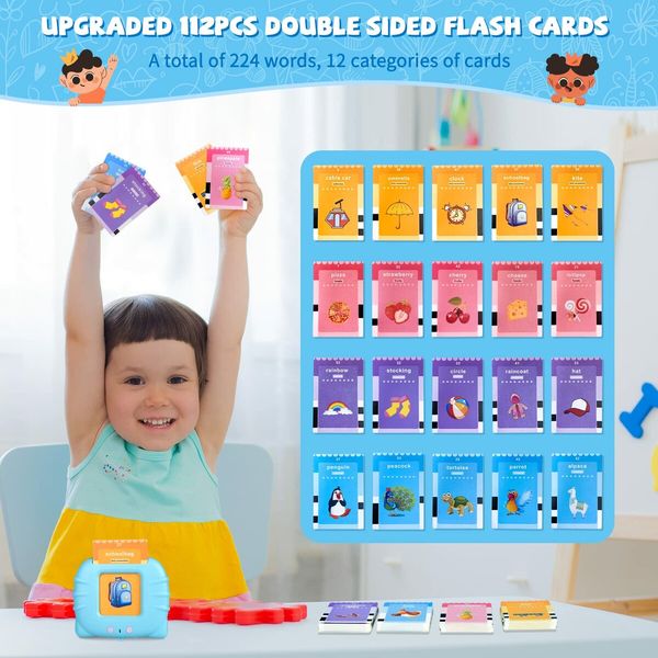 Learning Talking Flash Cards Toy with 224 Words, Kindergarten Toddler Speech Development Game Toy Gift for Kids