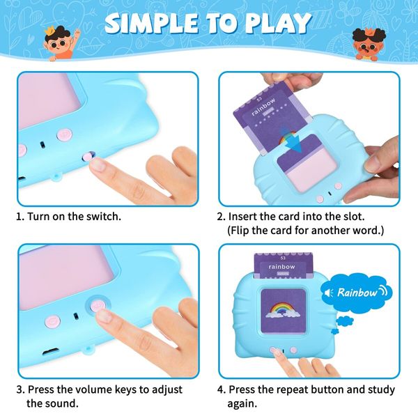 Learning Talking Flash Cards Toy with 224 Words, Kindergarten Toddler Speech Development Game Toy Gift for Kids