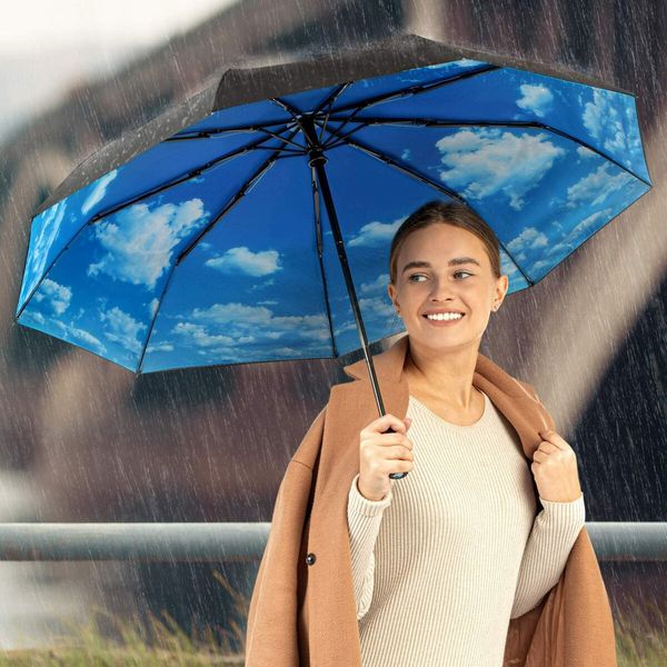 Windproof Travel Umbrella - Wind Resistant, Small for Rain - Men and Women