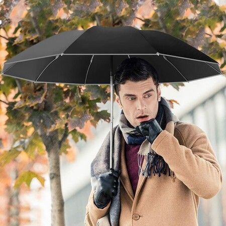 Automatic Umbrella With Reflective Led Flashlight Reverse Stripe Light Umbrella