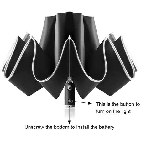 Automatic Umbrella With Reflective Led Flashlight Reverse Stripe Light Umbrella