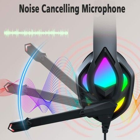 Gaming Headphones with Noise Canceling Mic, Stereo Bass Surround Sound,Compatible with PC, Laptop, PS4