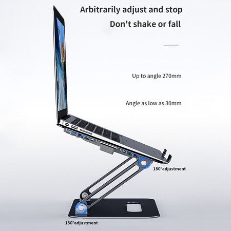 14-17.3 inches Laptop Stand with Cooling Fan Desk Portable Adjustable Foldable Computer Aluminium Desk Notebook Holder TV bed PC Lapdesk Table Stand -Gray