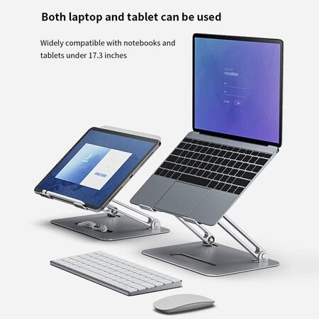 14-17.3 inches Laptop Stand with Cooling Fan Desk Portable Adjustable Foldable Computer Aluminium Desk Notebook Holder TV bed PC Lapdesk Table Stand -Gray