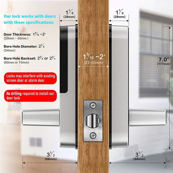 Keyless Smart Fingerprint Biometric Door Lock with Keypad, Passcode Digital Lock with Handle