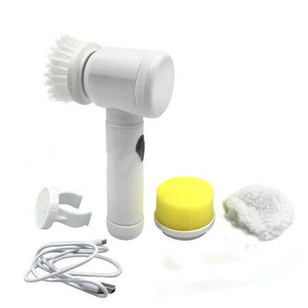 Magic 5in1 Handheld Electric Cleaning Brush for Bathroom Toilet Tub Brush Rags Kit