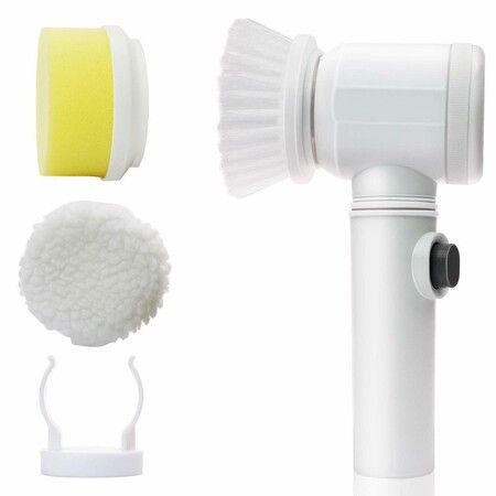 Magic 5in1 Handheld Electric Cleaning Brush for Bathroom Toilet Tub Brush Rags Kit