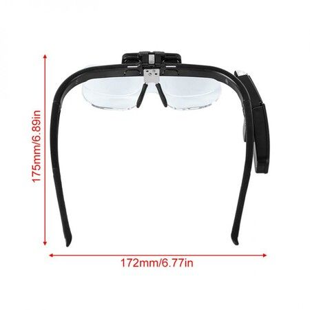 4.5X 6Amplification Ratio Adjustable Rechargeable Headband Eyeglass Magnifier 2LED Lights/USB Cable/3 Lens for Reading/Drawing