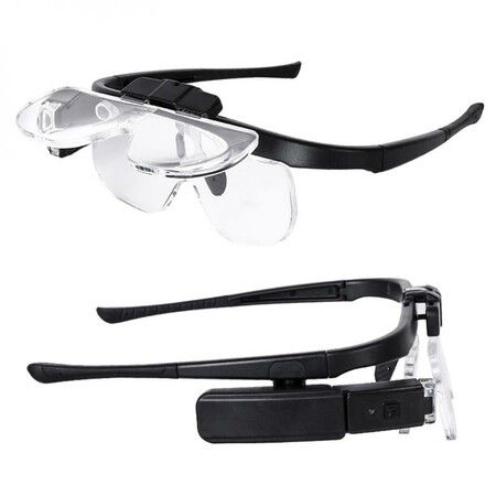 4.5X 6Amplification Ratio Adjustable Rechargeable Headband Eyeglass Magnifier 2LED Lights/USB Cable/3 Lens for Reading/Drawing