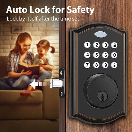 Keypad Deadbolt Lock, Keyless Entry Door Lock with 50 Codes,Electronic Deadbolt with Auto-Lock and Alarm, Top Security for Home and Office