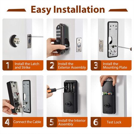 Keypad Deadbolt Lock, Keyless Entry Door Lock with 50 Codes,Electronic Deadbolt with Auto-Lock and Alarm, Top Security for Home and Office