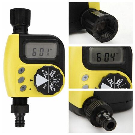 Electronic Water Timer Garden Irrigation System Controller, Rain Delay, Automatic Watering Timer Intelligent Irrigation Controller Col Yellow