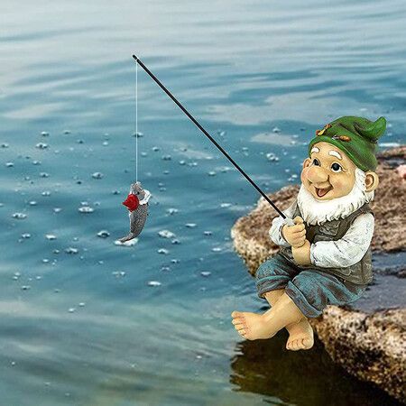 Mini Gnome Fishing Statue Dwarf Elf Figurines Garden Funny Lawn Creative Ornament