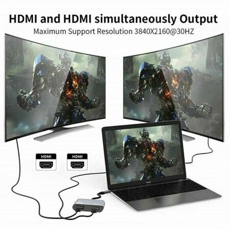 USB 3.0 to Dual HDMI Adapter - USB Type-C to HDMI Dual Monitor Display Adapter