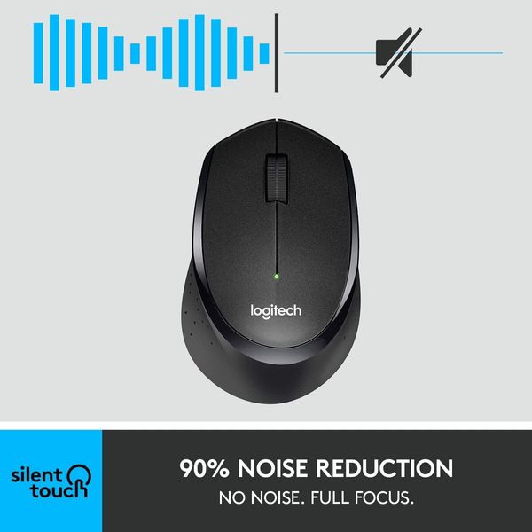 M330 Silent Plus Wireless Mouse, 2.4 GHz with USB Nano Receiver - Black