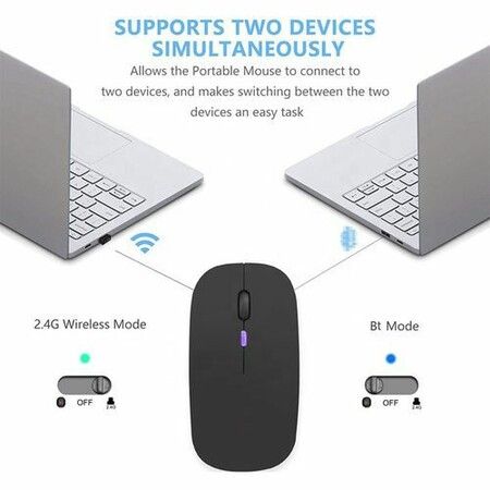 Wireless Bluetooth with USB Rechargeable RGB Mouse BT5.2 for Laptop Computer PC Macbook Gaming Mouse 2.4ghz (Black)