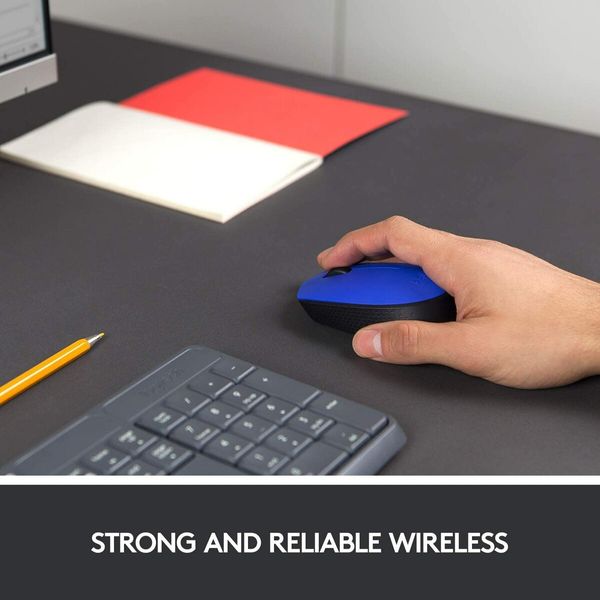 Wireless Mouse M171 RF Wireless+USB Optical 1000DPI Ambidextrous Blue