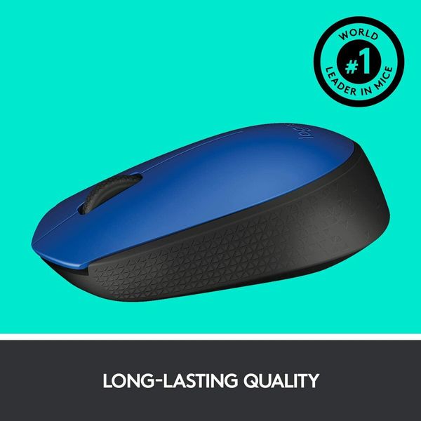 Wireless Mouse M171 RF Wireless+USB Optical 1000DPI Ambidextrous Blue