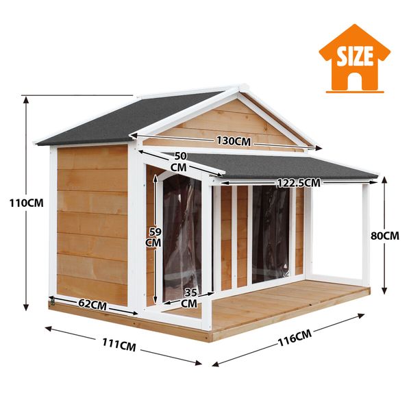 Petscene XXL Wooden Dog Kennel Pet House Puppy Home Shelter Indoor Outdoor Double Doors