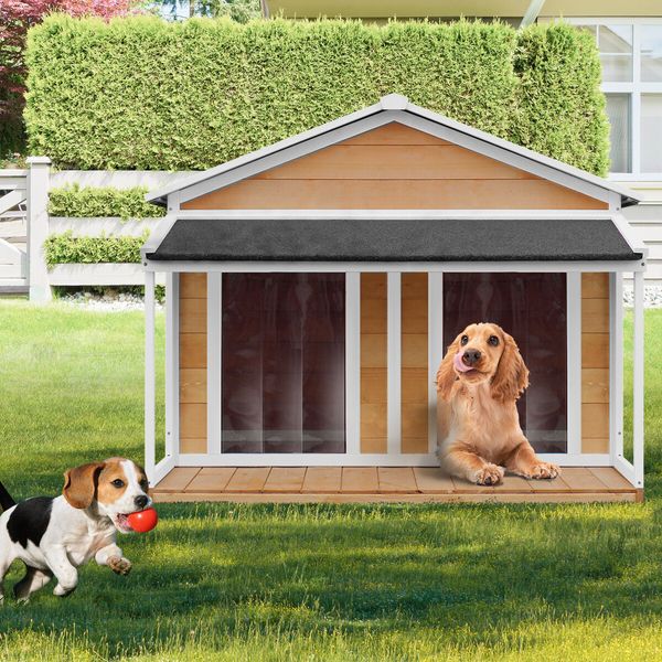 Petscene XXL Wooden Dog Kennel Pet House Puppy Home Shelter Indoor Outdoor Double Doors