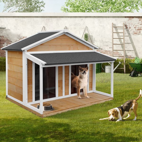 Petscene XXL Wooden Dog Kennel Pet House Puppy Home Shelter Indoor Outdoor Double Doors