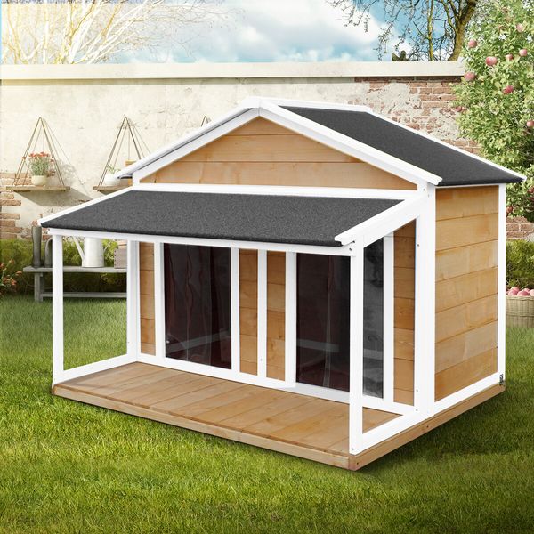 Petscene XXL Wooden Dog Kennel Pet House Puppy Home Shelter Indoor Outdoor Double Doors