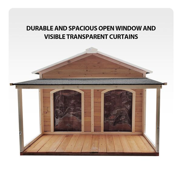 Petscene XXL Wooden Dog Kennel Pet House Puppy Home Shelter Indoor Outdoor Double Doors