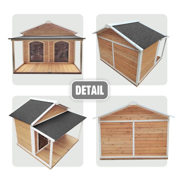 Petscene XXL Wooden Dog Kennel Pet House Puppy Home Shelter Indoor Outdoor Double Doors