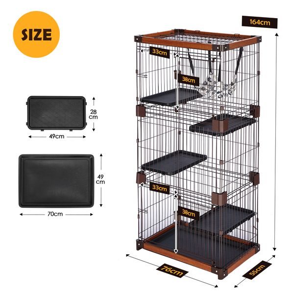 Petscene Large 5-Tier Cat Cage House Wire Pet Crate Rabbit Hutch Kennel Playpen with Hammock