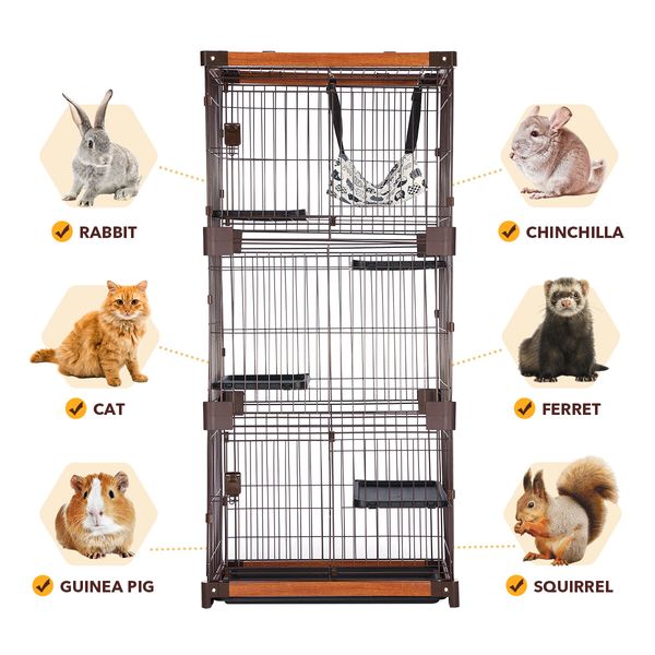 Petscene Large 5-Tier Cat Cage House Wire Pet Crate Rabbit Hutch Kennel Playpen with Hammock