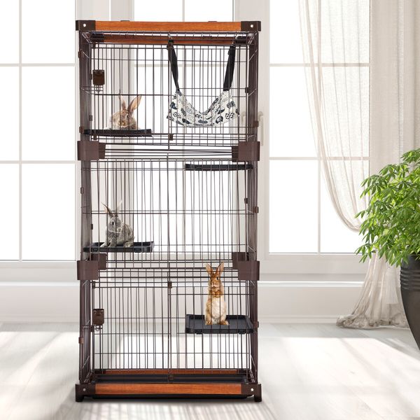 Petscene Large 5-Tier Cat Cage House Wire Pet Crate Rabbit Hutch Kennel Playpen with Hammock