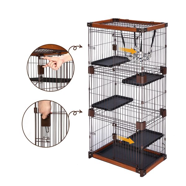 Petscene Large 5-Tier Cat Cage House Wire Pet Crate Rabbit Hutch Kennel Playpen with Hammock