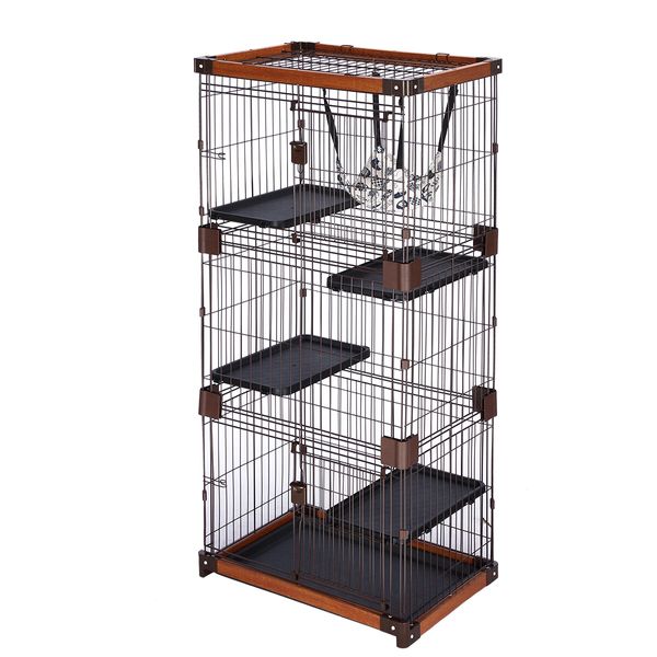 Petscene Large 5-Tier Cat Cage House Wire Pet Crate Rabbit Hutch Kennel Playpen with Hammock