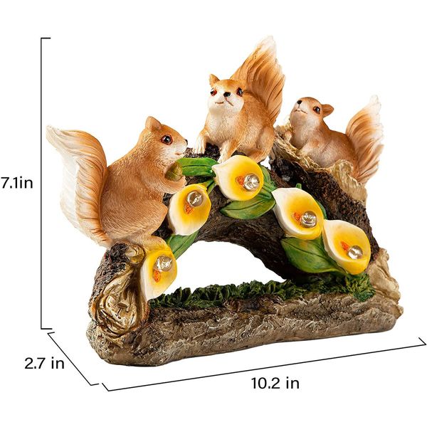 Solar LED Resin Sculpture Of Three Squirrels Outdoor Garden Decoration