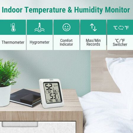 Digital Hygrometer Indoor Thermometer Room Thermometer and Humidity Gauge with Temperature Humidity Monitor