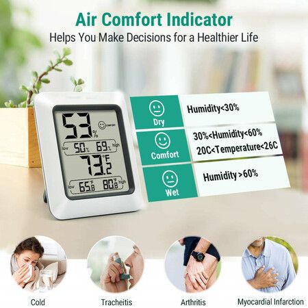 Digital Hygrometer Indoor Thermometer Room Thermometer and Humidity Gauge with Temperature Humidity Monitor