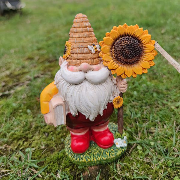 Sunflowers Gnome Elf Resin Faceless Dwarf Decorations Home Ornaments Garden Farm