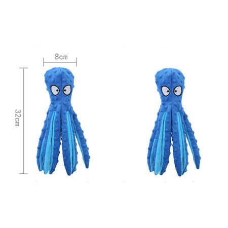 Octopus Squeaky Dog Toy, Puppy Teething Toys for Small Medium Dogs (Blue)