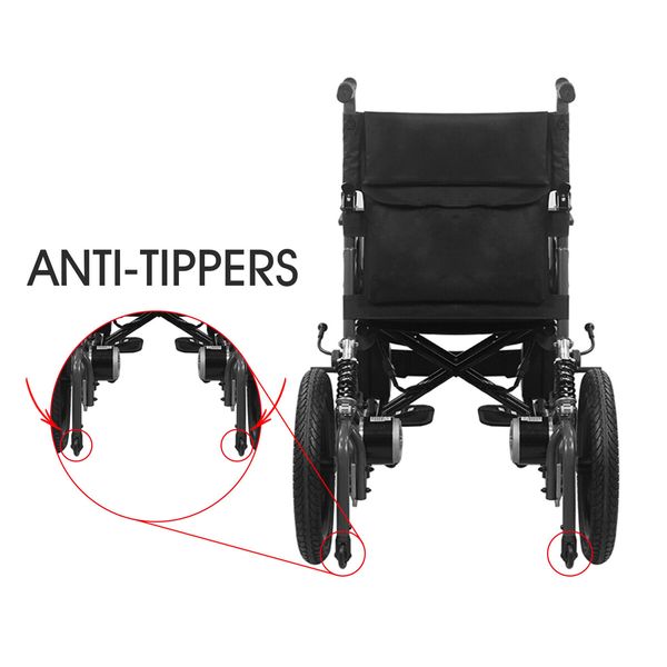 Electric Wheelchair Foldable Power Mobility Motorized Chair Lightweight Portable Front Rear Shock Absorption