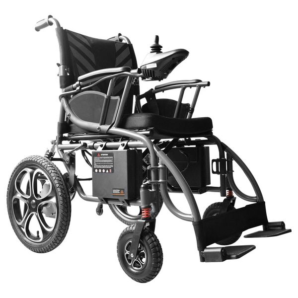 Electric Wheelchair Foldable Power Mobility Motorized Chair Lightweight Portable Front Rear Shock Absorption