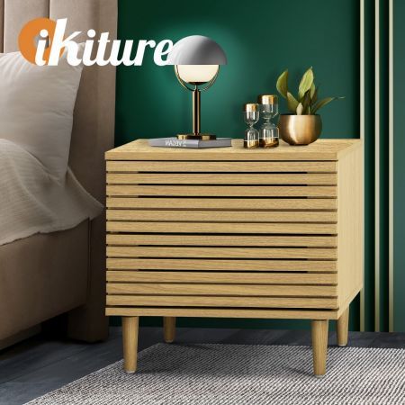 Oikiture Bedside Tables Side Table 2 Drawers Bedroom Furniture Storage Cabinet