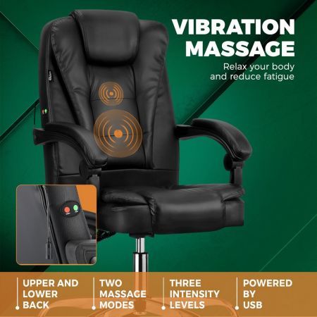 Oikiture Massage Office Chair Executive Gaming Racing Chairs Recliner Seat PU