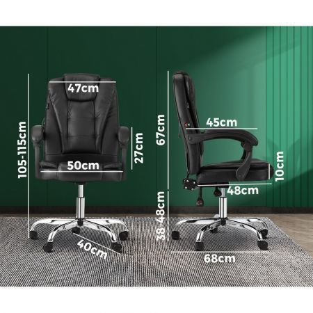 Oikiture Massage Office Chair Executive Gaming Racing Chairs Recliner Seat PU