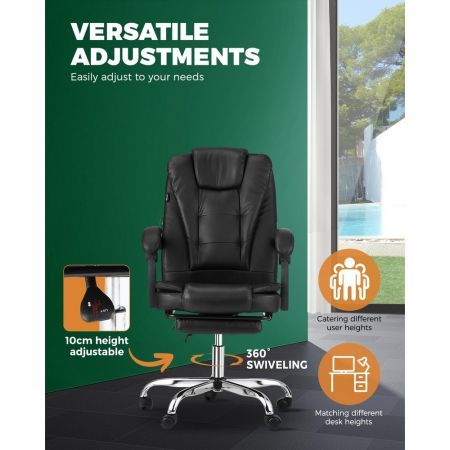 Oikiture Massage Office Chair Executive Gaming Racing Recliner Seat w/ Footrest