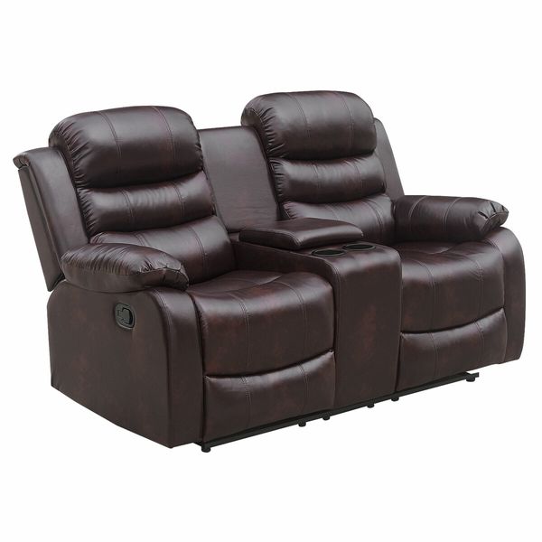 Living Room Luxsuite Recliner Chair Brown Sofa PU Leather Lounge Couch Two Seaters with Adjustable Headrest and Footrest