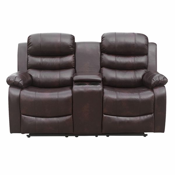 Living Room Luxsuite Recliner Chair Brown Sofa PU Leather Lounge Couch Two Seaters with Adjustable Headrest and Footrest